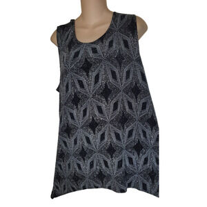 Onyx Nite Sparkly Evening Tank Top BLACK & SILVER Sleeveless Rhinestones SIZE XL